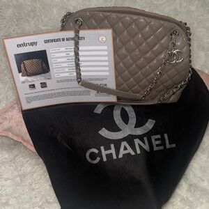 Chanel Quilted Tan Shoulder Bag with Chain Strap